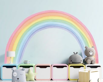 Large Watercolor Rainbow Wall Decal, Watercolor Rainbow Nursery Wall Sticker, Rainbow Pastel Wall Decal, Rainbow Wall Decal For Kids