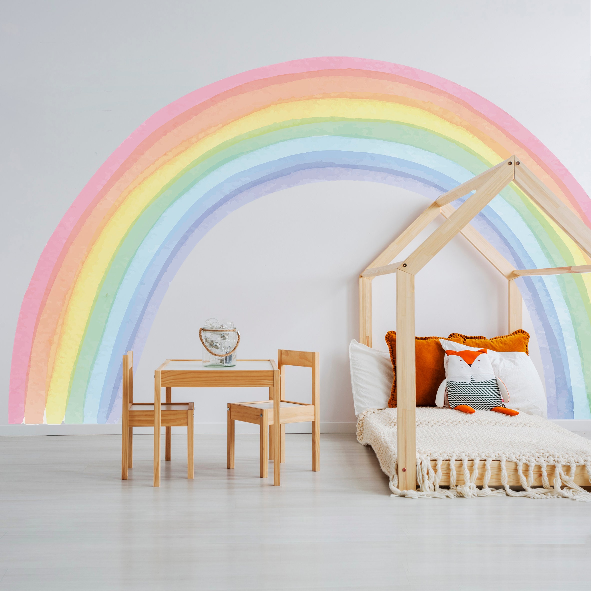 Large Watercolor Rainbow Wall Decal, Watercolor Rainbow Nursery Wall ...