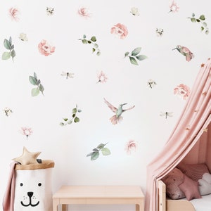 Boho Nursery Floral Flower Wall Decals, Floral Wall Stickers, Boho style wall sticker, Pastel flower wall stickers, Botanical wall stickers