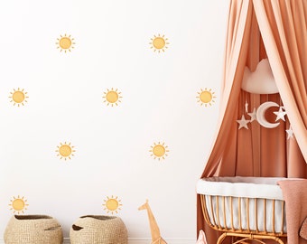Calcomanías de pared de sol, calcomanía de pared de sol, vivero de Boho, pegatinas de pared de sol, pegatinas de pared de sol, calcomanía de pared de vivero de Boho, calcomanías de pared de sol de Boho