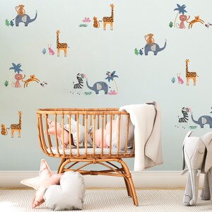 Pegatinas de pared de animales de Safari, calcomanía de vivero de Safari, decoración de vivero de Safari, pegatinas de pared de la selva, decoración de la habitación de la selva, calcomanía de pared de la selva