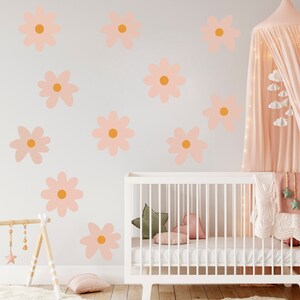 Daisy Wall Decals, Large Daisy Flower Wall Decal, Flower Wall Sticker, Girls Room Decal, Daisy Nursery Wall Sticker