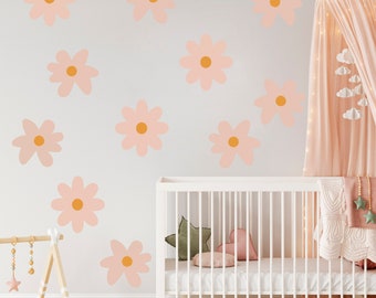 Daisy Wall Decals, Large Daisy Flower Wall Decal, Flower Wall Sticker, Girls Room Decal, Daisy Nursery Wall Sticker