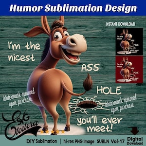 I'm The Nicest Asshole You'll Ever Meet Sublimation Design, Humor t-shirt Sublimation, Humor t-shirt Digital Design, Donkey t-shirt Design