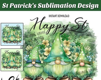 St Patrick's Day Gnome Sublimation Design, Gnome t-shirt Sublimation, Colorful Spring Digital Design