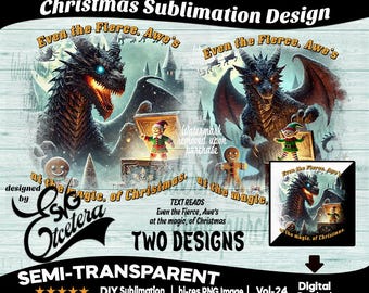 Christmas Dragon Sublimation Design: Festive PNG (Digital Download)