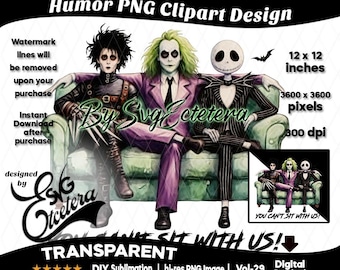 Tim Burton Inspired PNG Clipart | Spooky Friends Halloween (Digital Download)