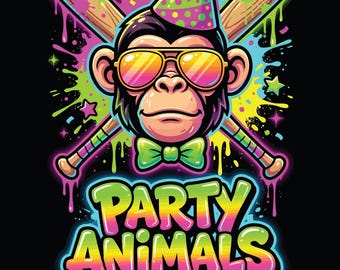 Party Tiere lustige PNG Design Bananenball Affen Maskottchen PNG (Digital Download)