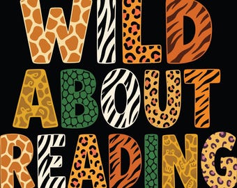 Wildüber das Lesen PNG, Lehrer lustiges Design, Animal Kingdom (Digitaler Download)