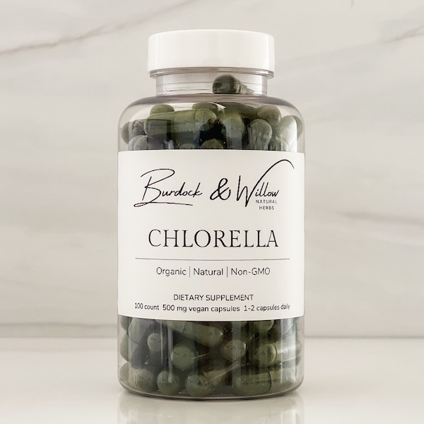 Chlorella (Cracked Cell Wall) Powder Capsules - 500mg vegan capsules using all natural, herbal supplements - FREE Shipping in the USA