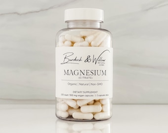 Magnesium Citrate Powder Capsules - 500mg vegan capsules using all natural, herbal supplements - FREE Shipping in the USA