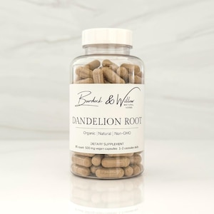Cápsulas de polvo de raíz de diente de león: cápsulas veganas de 500 mg que utilizan suplementos herbales totalmente naturales. Envío GRATIS en EE. UU.
