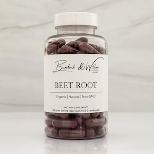 Beet Root Powder Capsules - 500mg vegan capsules using all natural, herbal supplements - FREE Shipping in the USA