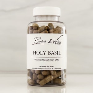 Holy Basil Powder Capsules - 500mg vegan capsules using all natural, herbal supplements - FREE Shipping in the USA