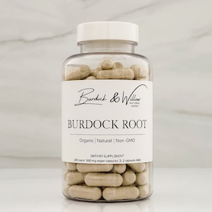 Burdock Root Powder Capsules - 500mg vegan capsules using all natural, herbal supplements - FREE Shipping in the USA