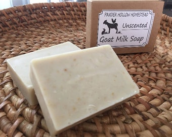 4 Bars of Natural Goat Milk Soap | Unscented | Organic | Handmade | Simple | Sensitive Skin Gentle | baby soap | 5oz | Wholesome