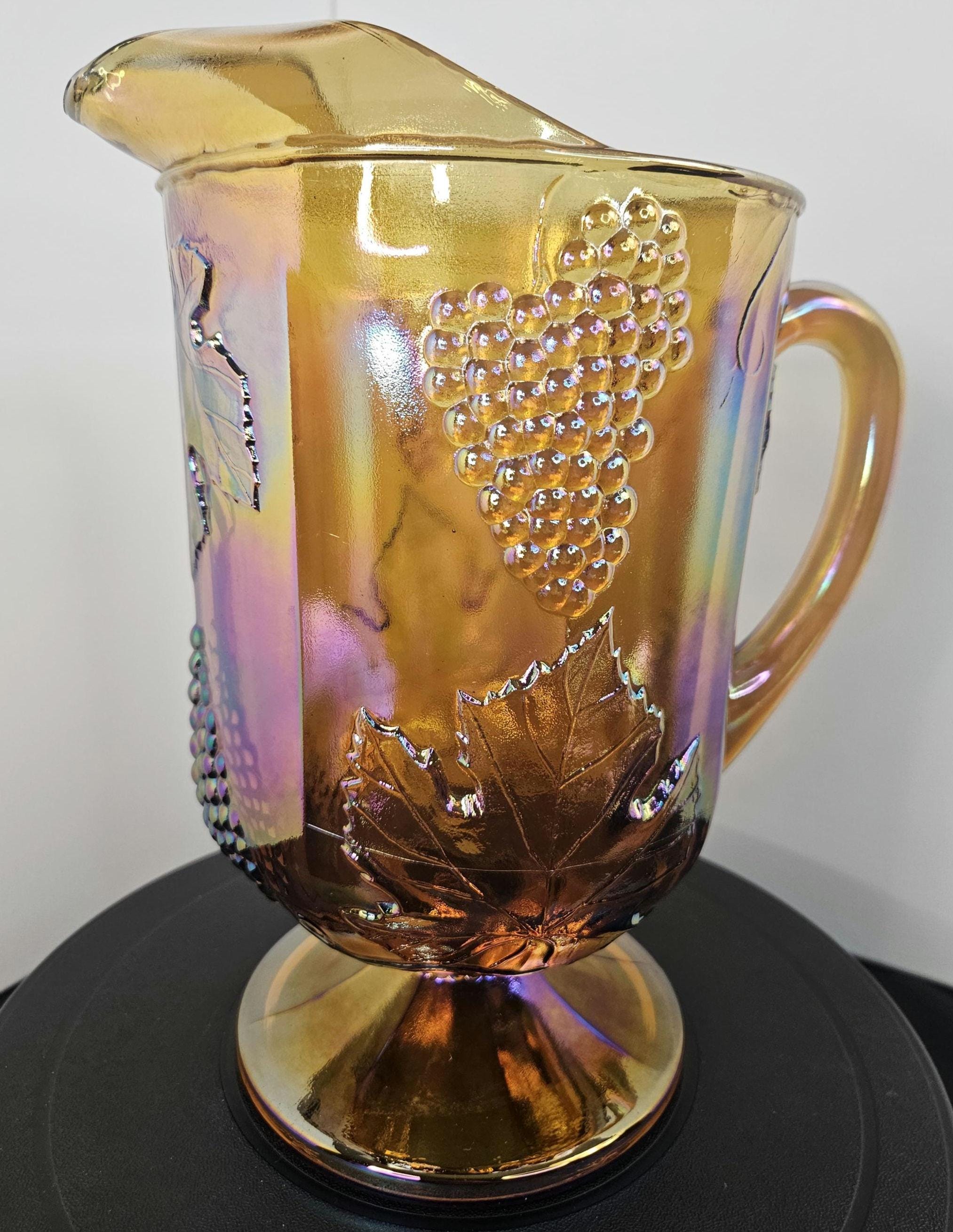 ヴィンテージ ガラス鉢 金彩 マーブル Carnival Glass - Vintage Iridescent Amber / Marigold - Pitcher