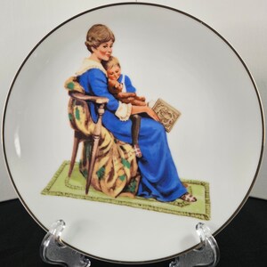 Norman Rockwell inspired 1984 Certified Authentic Collector 6 1/2&quot; Decorative Plate - &quot;Bedtime&quot; - Norman Rockwell Museum - Japan