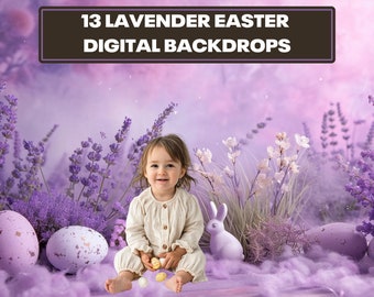 Lavender Easter Backdrops, Spring Photography Bundle (Digital Download)