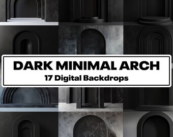 Dark Minimal Arch Digital Backdrops, Photography Texture Overlays (17 PNG)