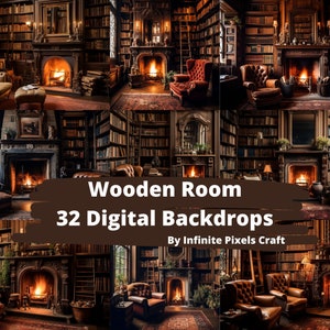 32 Wooden Room Digital Backdrops, Maternity Background, Wooden Chair Backdrop, Photoshoot Vintage Mockup