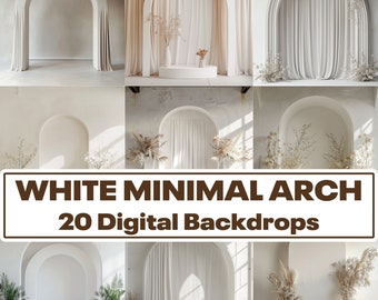 White Minimal Arch Digital Backdrops, Photography Overlays (PNG)