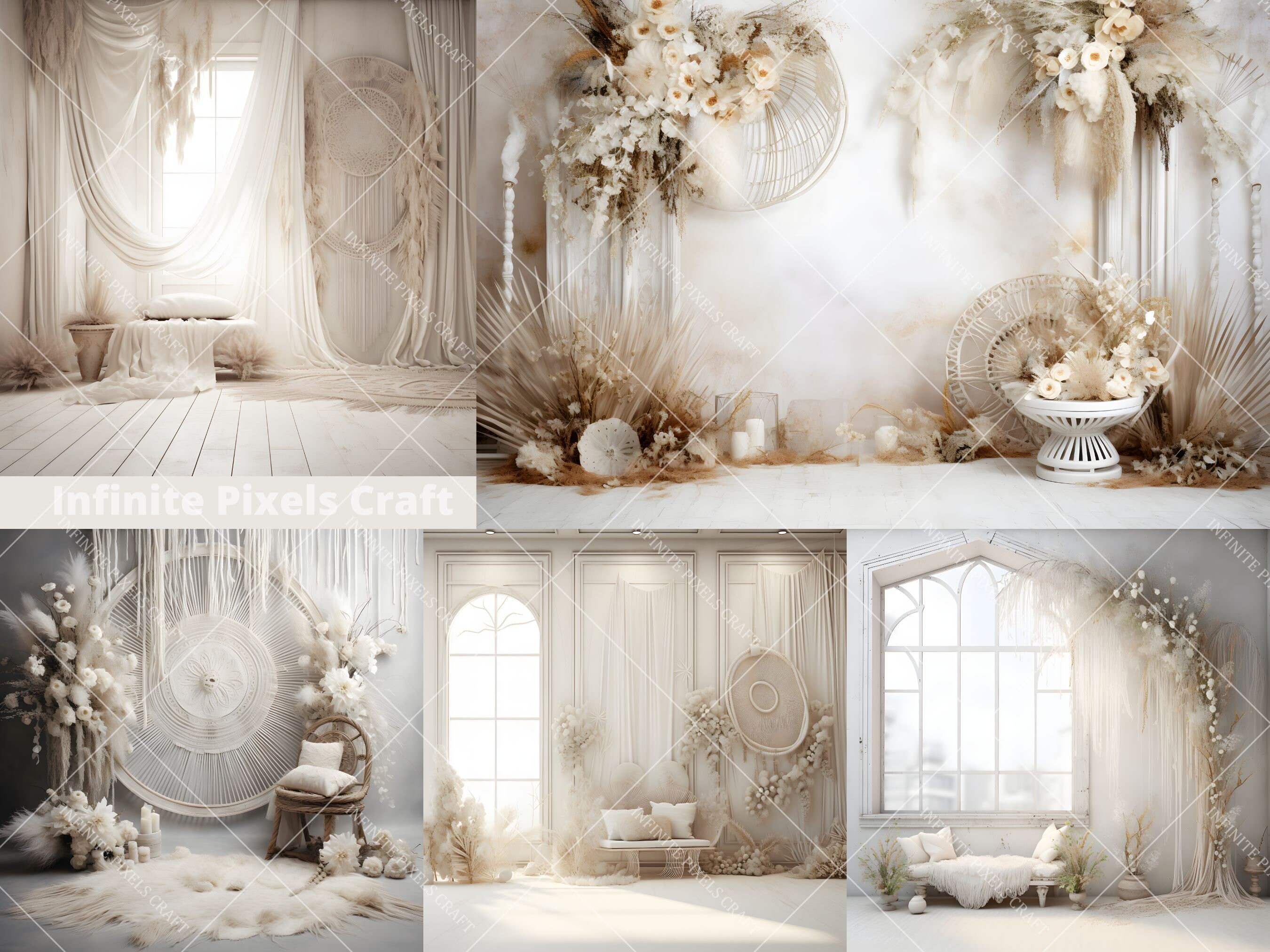 30 White Boho Digital Backdrops, Maternity Background, Photoshop ...