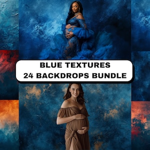 24 BLUE TEXTURES DIGITAL Backdrops, Maternity Background, Studio Photography, Vertical Portrait, Grunge Backdrop, Photoshop Textures Overlay