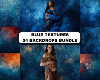 Blue Textures Photography Backdrops, Maternity Portrait Overlays (Digital Download)