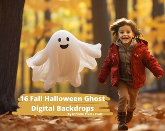 Fall Halloween Ghost Digital Backdrops, Autumn Photography Overlays (Digital Download)