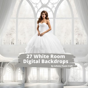 27 White Room Digital Backdrops, Maternity Background, Wedding Photo, Photoshop Overlay