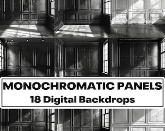 Monochrome Panel Digital Backdrop Set, Fine Art Textures (PNG)