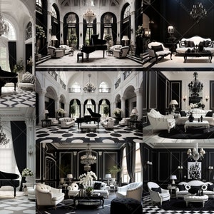 Elegant Room Digital Backdrops, Black and White, Photoshoot Overlays ...