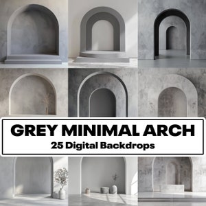 Gray Minimal Arch Digital Backdrops, Photography Textures (PNG)