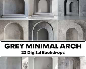 Gray Minimal Arch Digital Backdrops, Photography Textures (PNG)