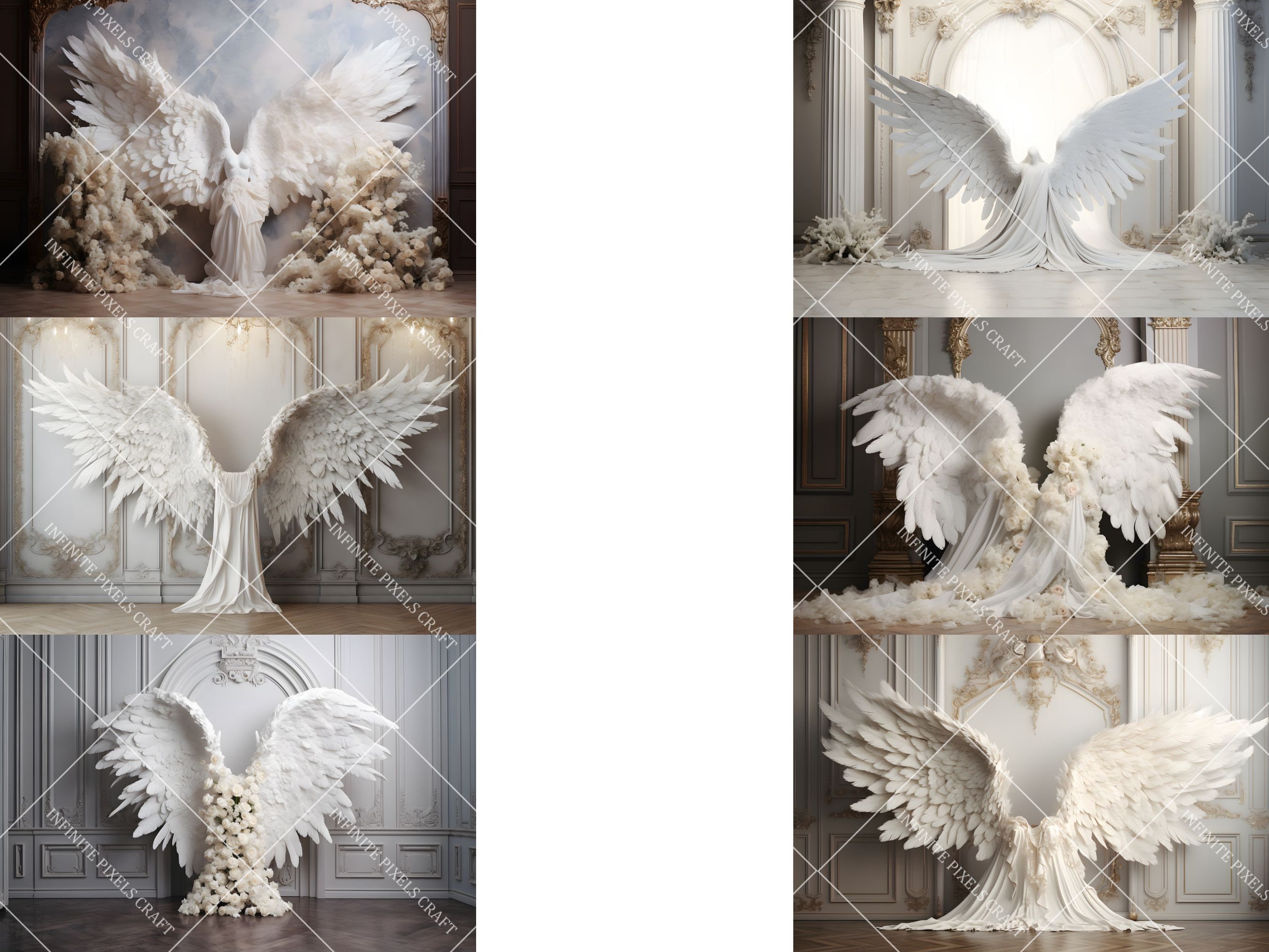 50 White Angel Wings Digital Backdrops, Maternity Background, Photoshop ...