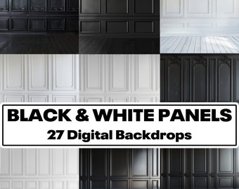 Black & White Panels Digital Backdrop Bundle (27 PNG)