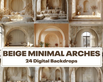 Beige Arches Digital Backdrop Bundle, Minimalist Photography Textures (PNG)