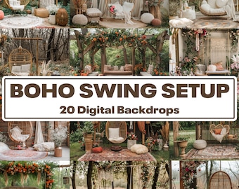 Boho Swing Digital Backdrops, Maternity Photography (20 PNG)