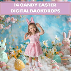 Candy Easter Backdrops, Spring Photography Backgrounds (Digital Download)
