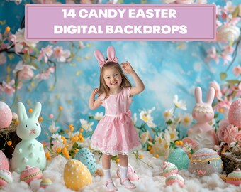 Candy Easter Backdrops, Spring Photography Backgrounds (Digital Download)