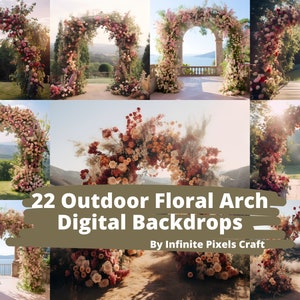 OUTDOOR FLORAL ARCH Digitale Kulissen, 22 Mutterschafts Hintergründe, Hochzeitsfotografie, Chiara Bogen Blumen, Digital Overlay, Fotografie, Png