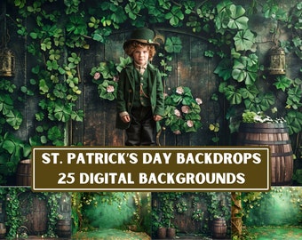 St. Patrick's Day Backdrops, Leprechaun, Rainbow Gold Pot (Digital Download)