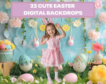 Easter Photography Backdrops, Spring Photo Overlays (Digital Download)