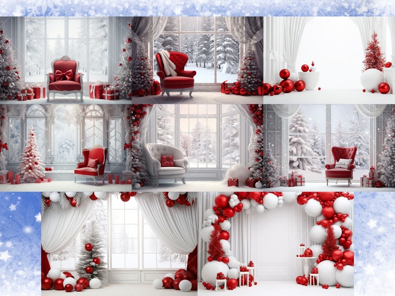 Christmas Photography Backdrops, White and Red, Family Photoshoot ...