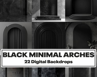 Black Minimal Arch Digital Backdrops, Photography Texture (PNG)