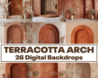 Terracotta Arch Digital Backdrops, Photography Backgrounds (PNG)