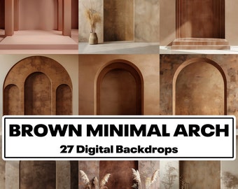 Brown Minimal Arch Digital Backdrops Bundle (PNG)