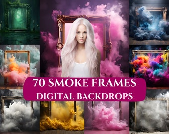 70 DIGITAL BACKDROPS, Smoke Frame Backgrounds, Photoshop Overlay, Pastel Colors, Studio Photoshoot, Maternity Photography, Kids Photo, Png