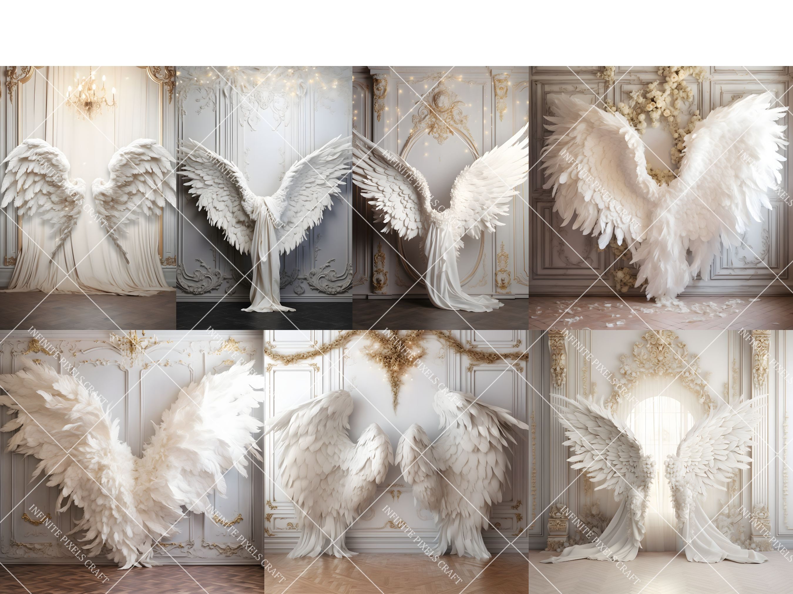 50 White Angel Wings Digital Backdrops, Maternity Background, Photoshop ...